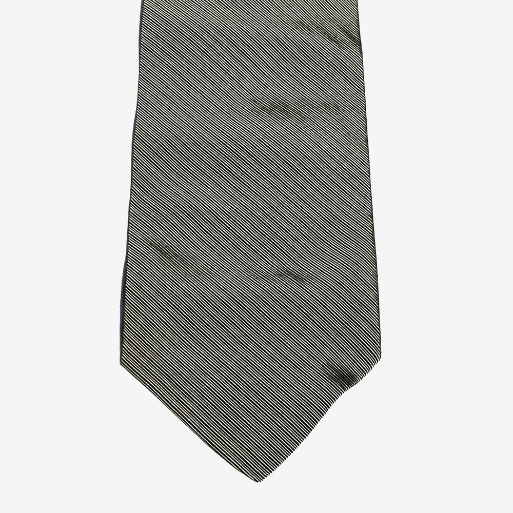 Calvin Klein Vintage Tie Repp Weave Stripe Sage Green Gray Silk USA Preppy